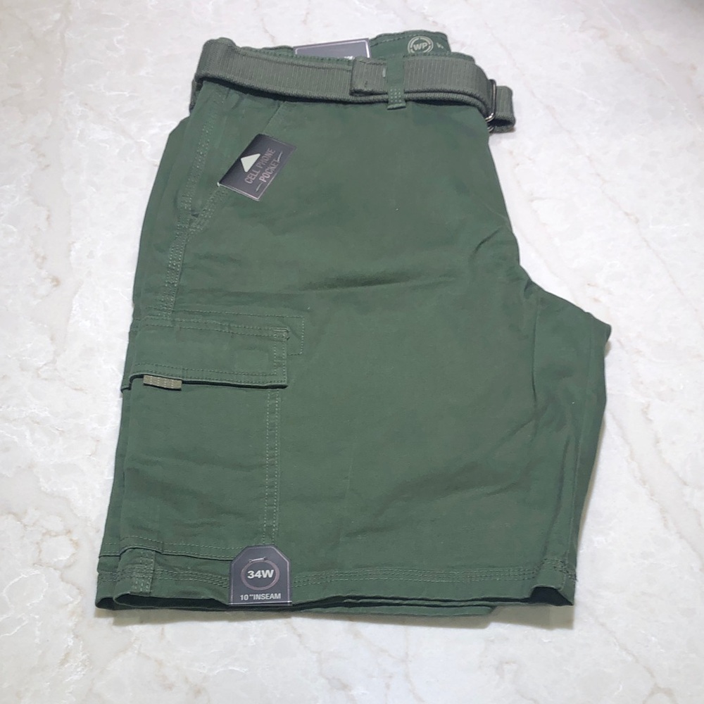Weatherproof Olive Green Men's Cargo Shorts with Belt